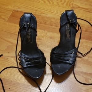 Platform sandals with leg ties. As Is.